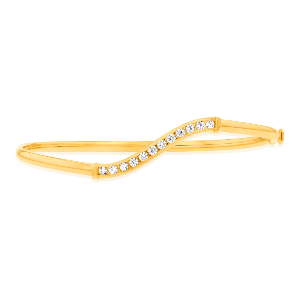 9ct Yellow Gold Silverfilled Single Row Cubic Zirconia Bangle – Shiels Jewellers