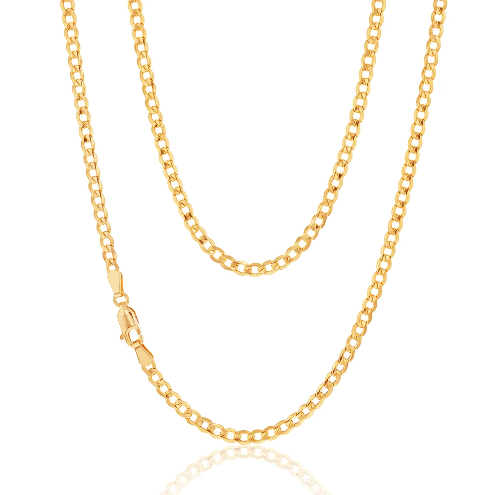 9ct Yellow Gold Silverfilled Super Flat Curb 80 Gauge 45cm Chain – Shiels Jewellers