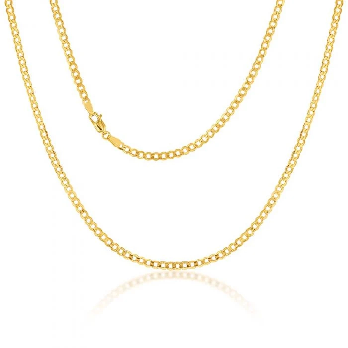 9ct Yellow Gold Silverfilled Super Flat Curb 80 Gauge 50cm Chain – Shiels Jewellers