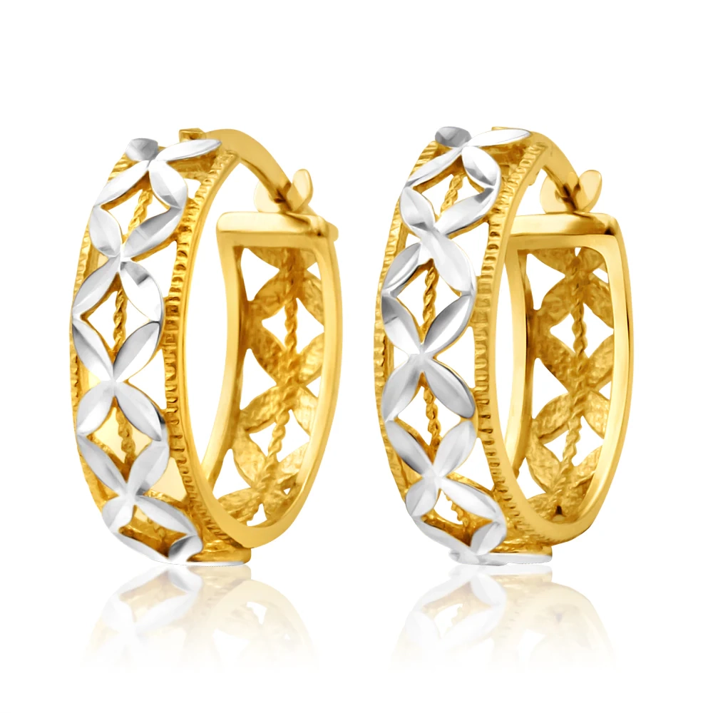 9ct Yellow Gold & White Snowflake Features Hoop Earrings – Shiels Jewellers