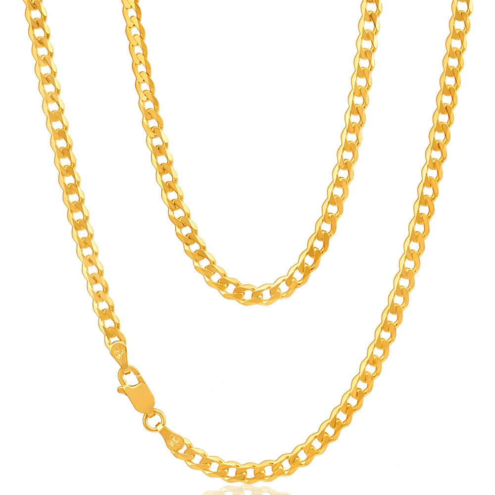 9ct Yellow Solid Gold 45cm Curb Chain 100 Gauge – Shiels Jewellers