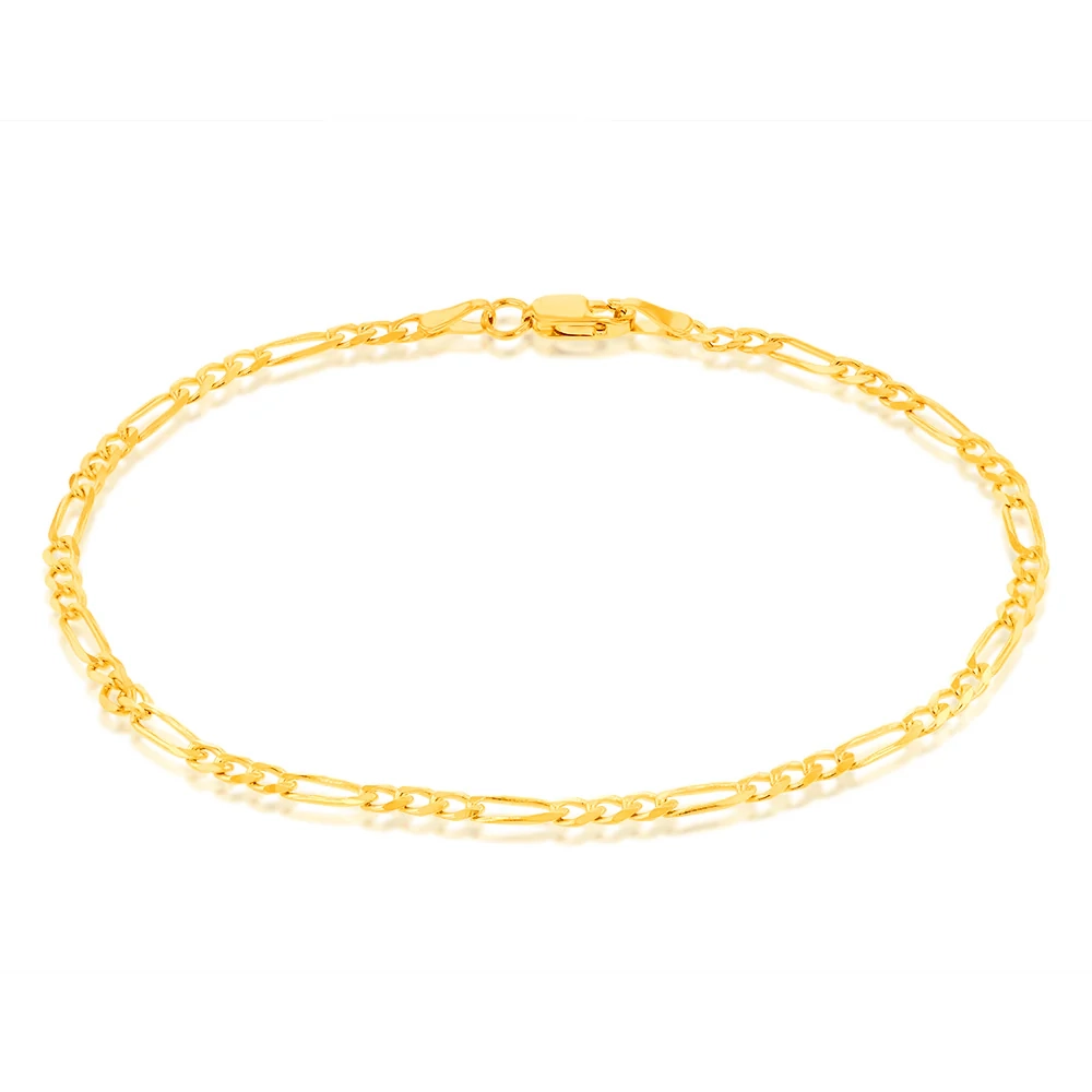 9ct Yellow Solid Gold Fancy 70 Gauge 19cm Figaro 1:3 Bracelet – Shiels Jewellers