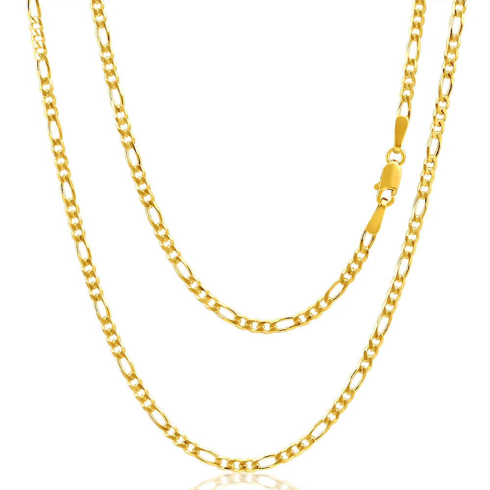 9ct Yellow Solid Gold Figaro 1:3 60Gauge 45cm Chain – Shiels Jewellers