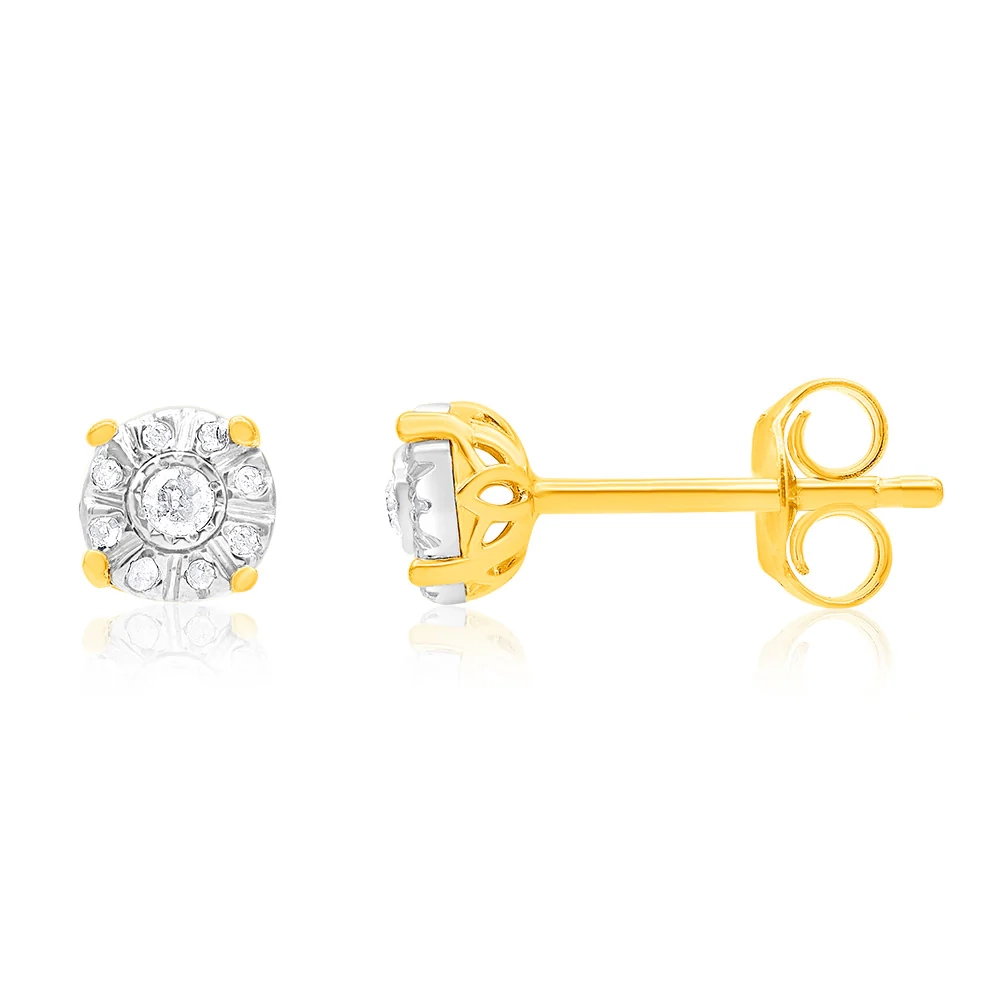 Gold Plated Sterling Silver 1/10 Carat Diamond Stud Earrings – Shiels Jewellers