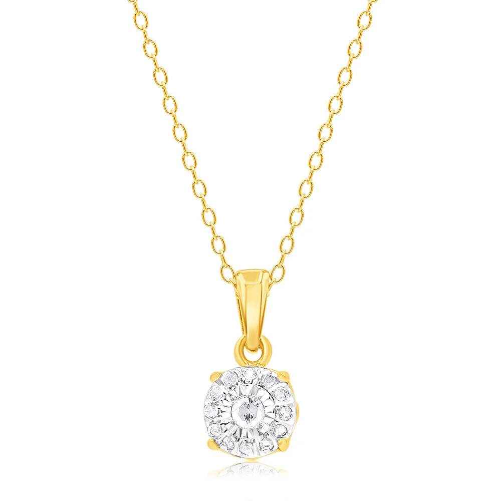 Gold Plated Sterling Silver 1/10 Carat Natural Diamond Pendant on 46cm – Shiels Jewellers