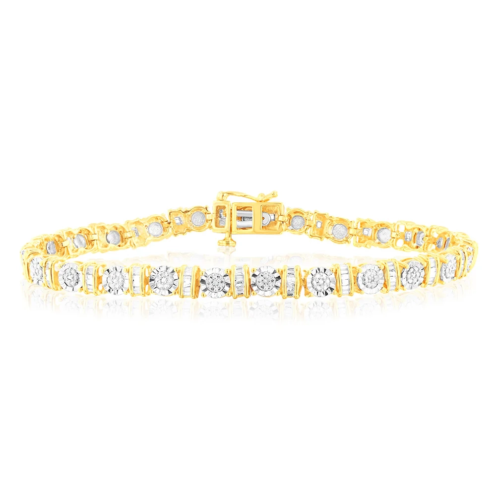 Gold Plated Sterling Silver 1/5 Carat Diamond 18.5cm Bracelet With 59  – Shiels Jewellers