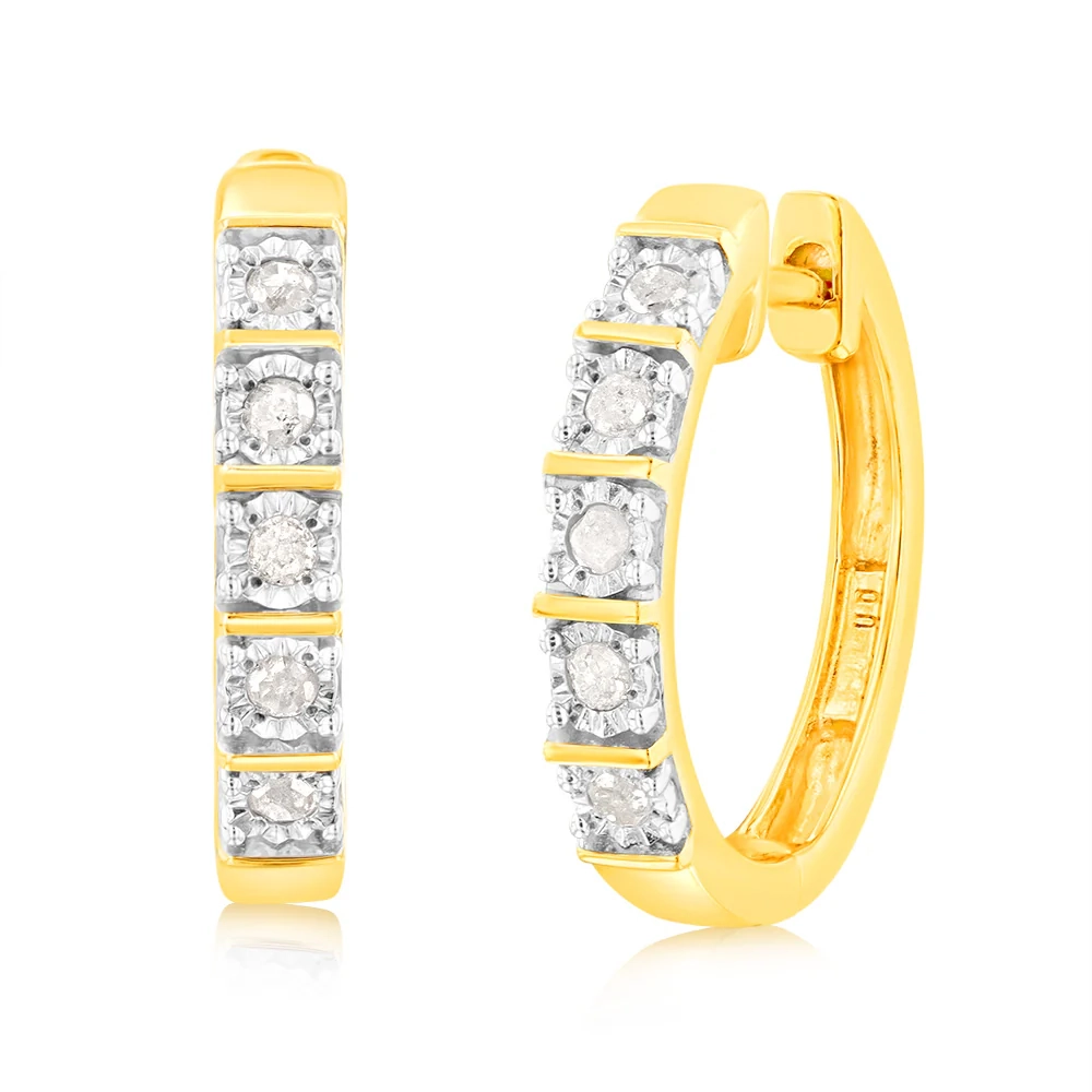 Gold Plated Sterling Silver 1/5 Carat Diamond Hoop Earrings – Shiels Jewellers