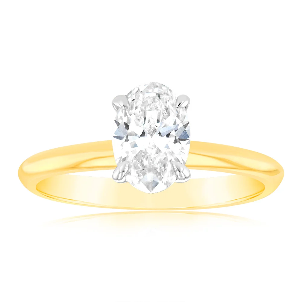 Luminesce Lab Grown 1 Carat Certified Oval Engagement Ring in 18ct Yel – Shiels Jewellers