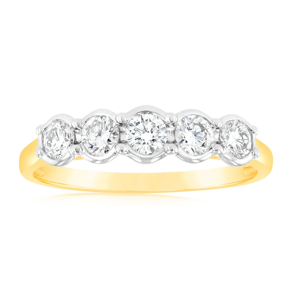 Luminesce Lab Grown 1/2 Carat Diamond 5-Stone Ring in 9ct Yellow Gold – Shiels Jewellers