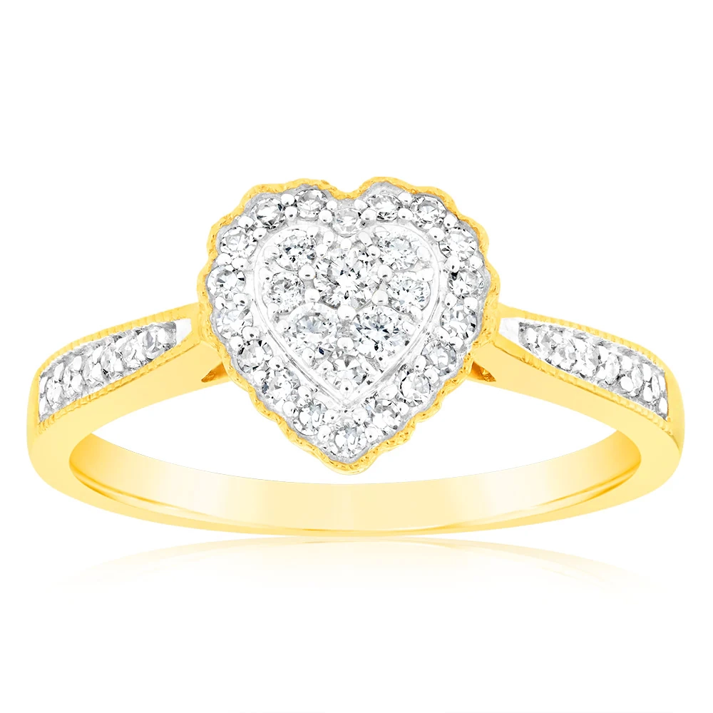 Luminesce Lab Grown 1/4 Carat Heart Diamond Ring in 9ct Yellow Gold – Shiels Jewellers