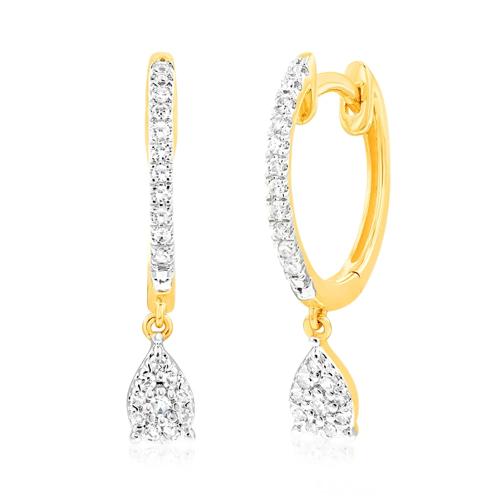 Luminesce Lab Grown 1/6 Carat Diamond Drop earring in 9ct Yellow Gold – Shiels Jewellers