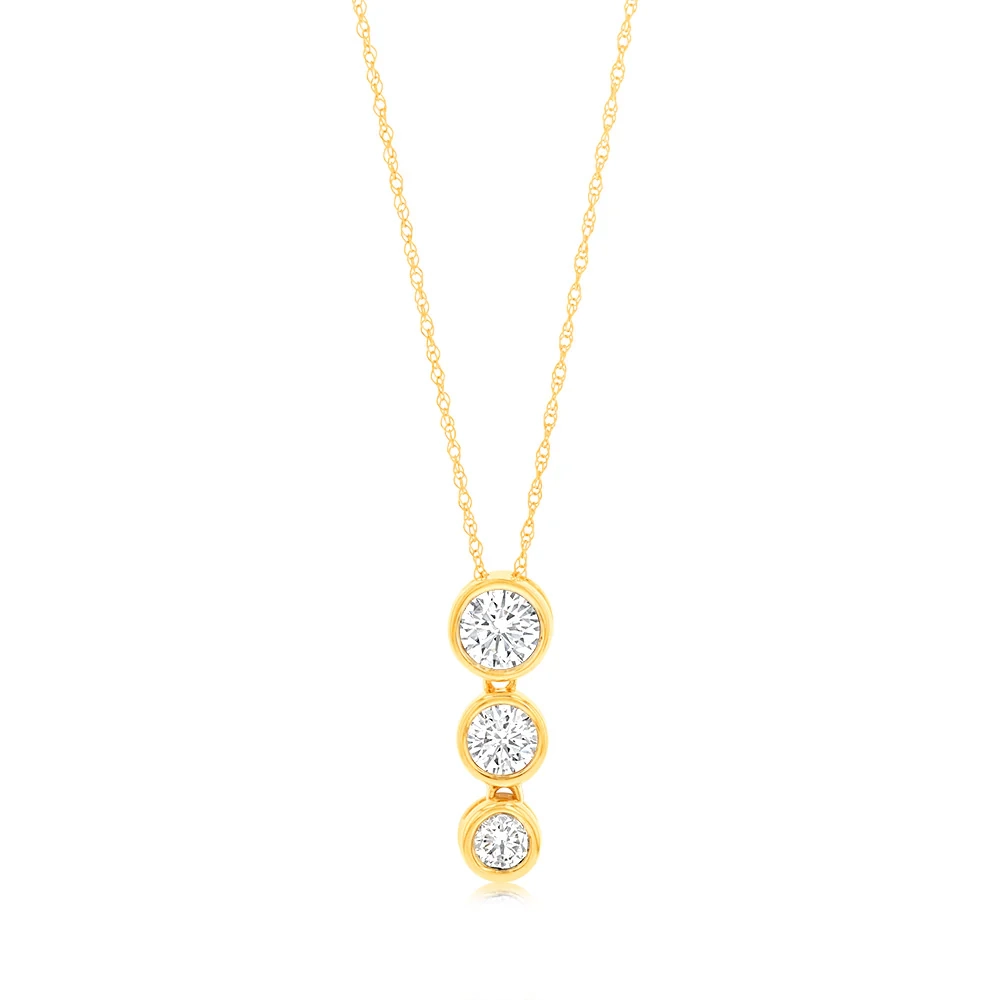 Luminesce Lab Grown 9ct Yellow Gold 0.80 Carat Diamond Pendant with 3  – Shiels Jewellers