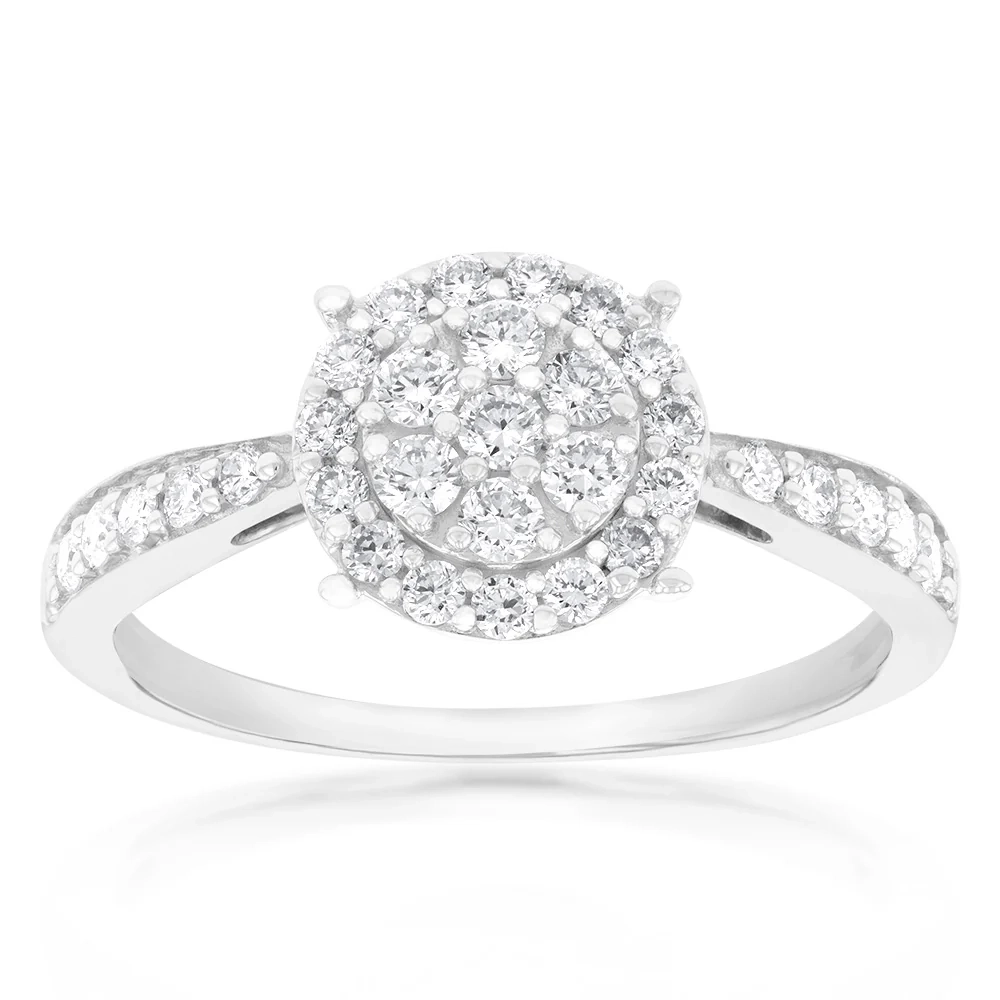 Luminesce Lab Grown Diamond 1/2 Carat Cluster Dress Ring in 9ct White  – Shiels Jewellers