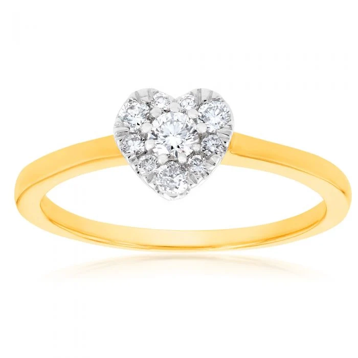 Luminesce Lab Grown Diamond 1/4 Carat Heart Dress Ring in 9ct Yellow G – Shiels Jewellers