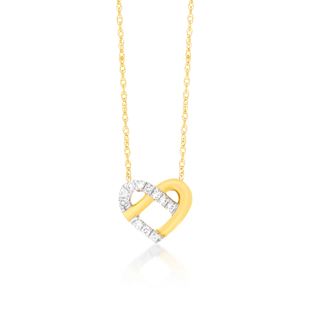 Luminesce Lab Grown Diamond Heart Pendant in 9ct Yellow Gold with Chai – Shiels Jewellers