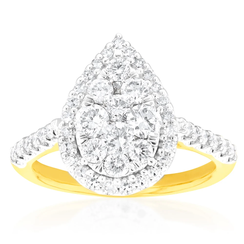 Luminesce Laboratory Grown 1 Carat Pear Shape Diamond Ring 9ct Yellow  – Shiels Jewellers