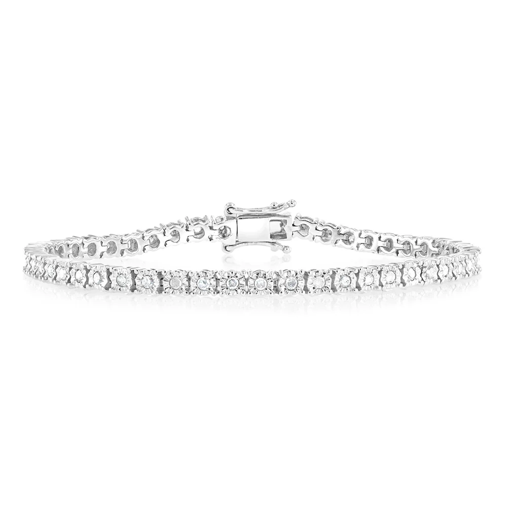 Sterling Silver 1 Carat Diamond Tennis Bracelet with Round Brilliant C – Shiels Jewellers