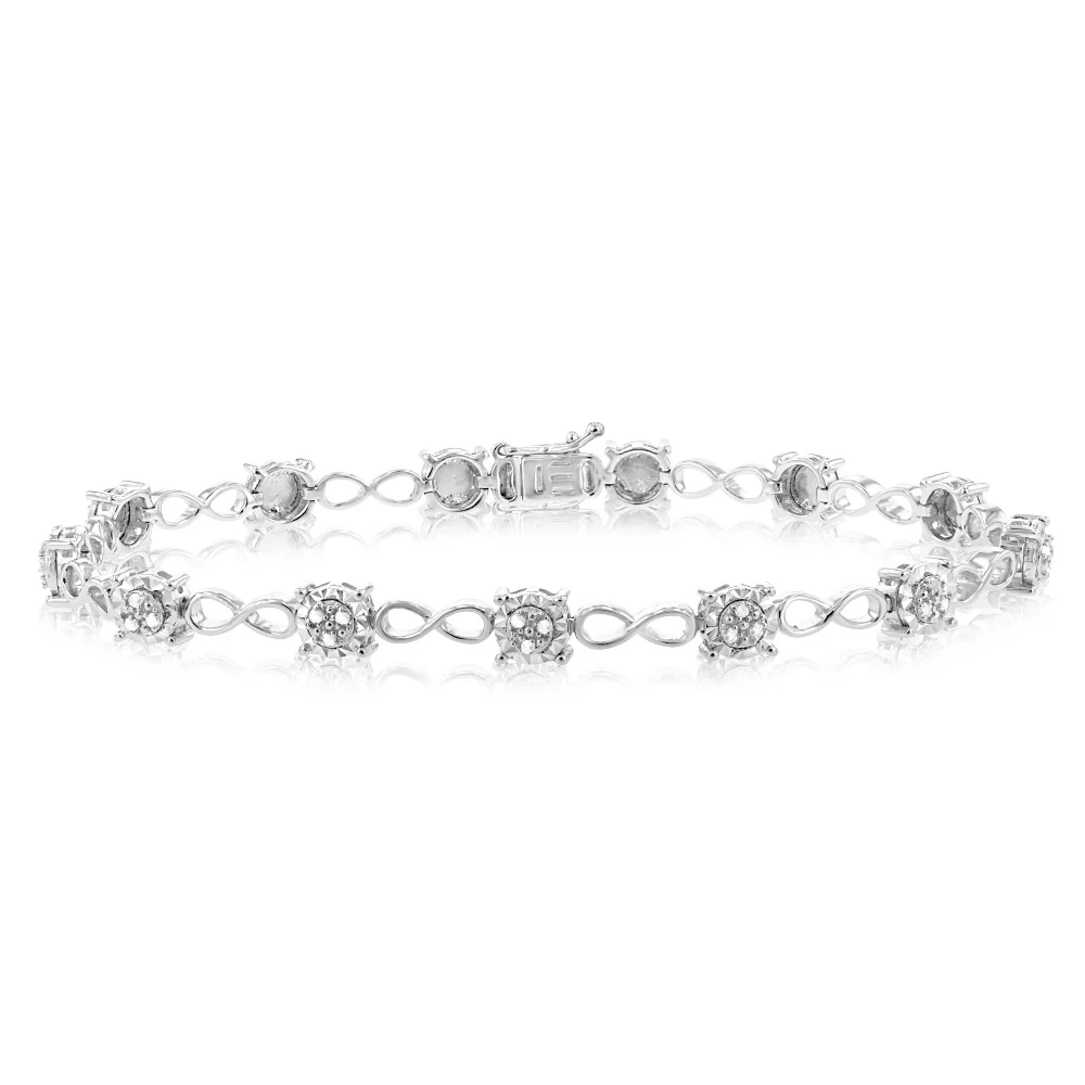 Sterling Silver 1/4 Carat Diamond 18cm Bracelet Set With 39 Diamonds – Shiels Jewellers