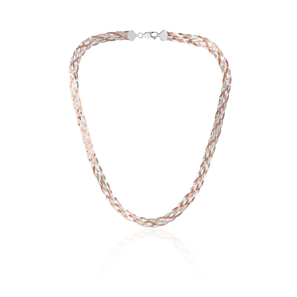 Sterling Silver and Rose Gold Plated 45cm Multi Strand Plait Necklace – Shiels Jewellers