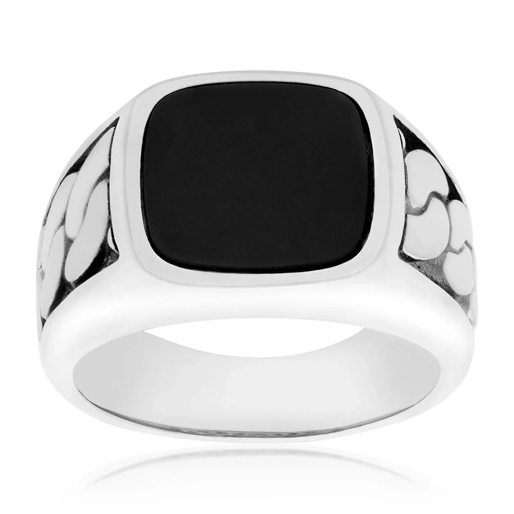 Sterling Silver Black Square Oynx Stone Fancy Rings – Shiels Jewellers