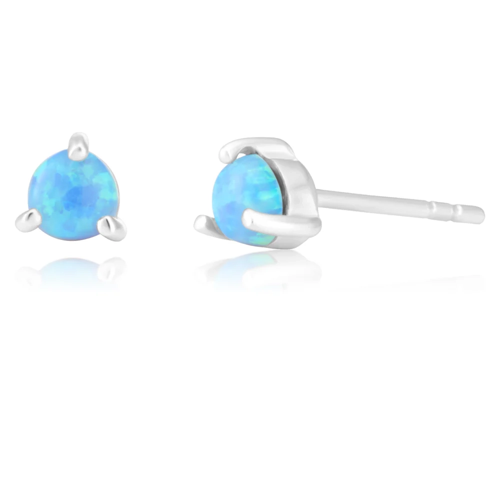 Sterling Silver Created Opal Round Studs – Shiels Jewellers