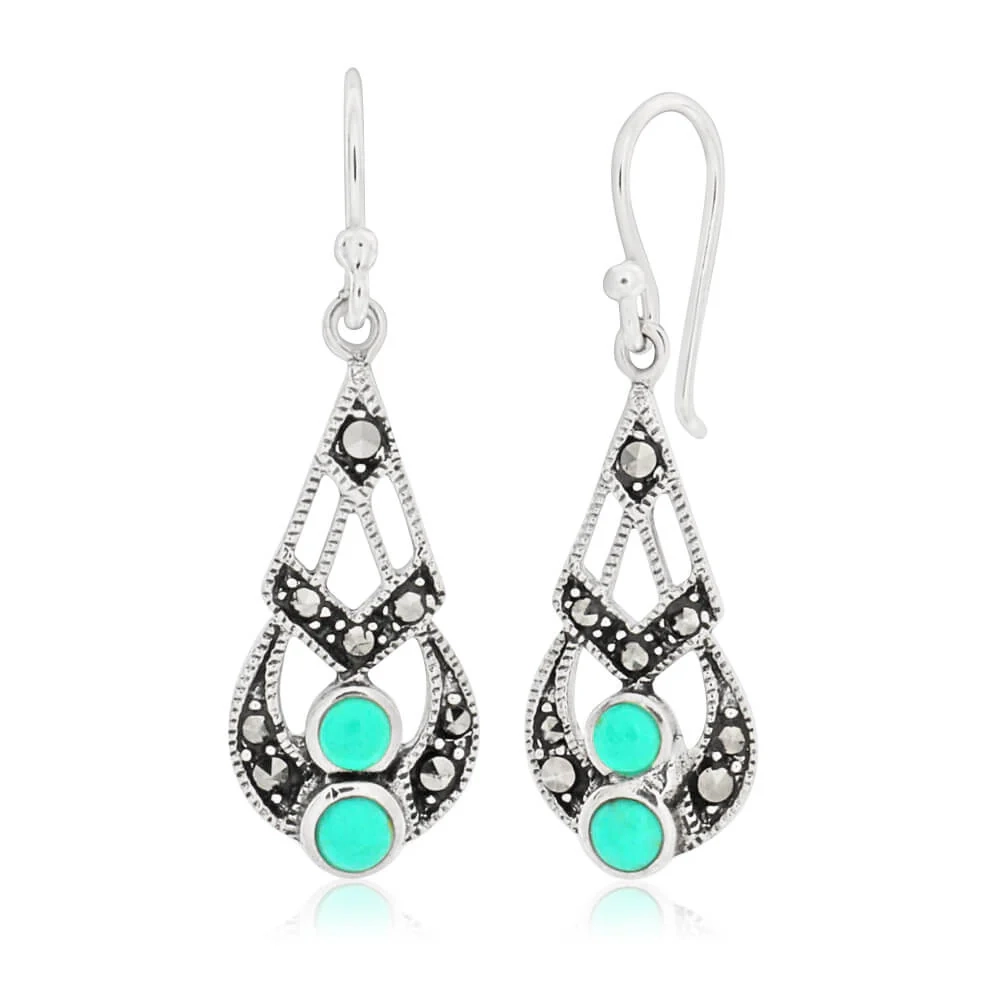 Sterling Silver Created Turquoise Vintage Drop Earrings – Shiels Jewellers