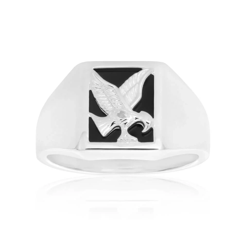 Sterling Silver Diamond + Onyx Ring – Shiels Jewellers