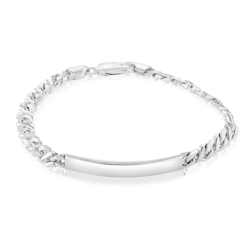 Sterling Silver Fancy ID 21cm Bracelet – Shiels Jewellers