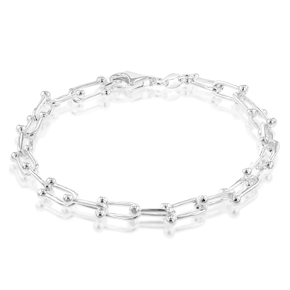 Sterling Silver Fancy U Link 19cm Bracelet – Shiels Jewellers