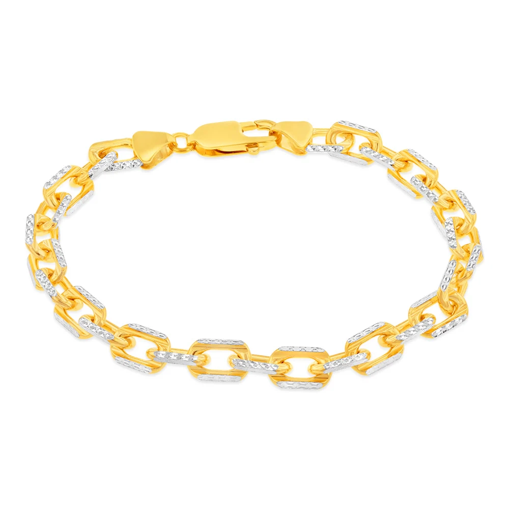 Sterling Silver Gold Plated Fancy 180 Gauge 19cm Bracelet – Shiels Jewellers