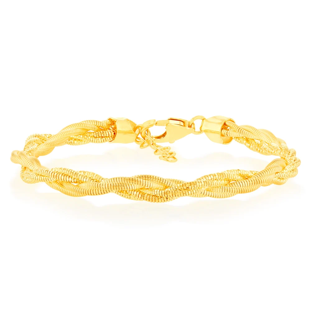 Sterling Silver Gold Plated Fancy Memory Omega 17+2cm Bracelet – Shiels Jewellers