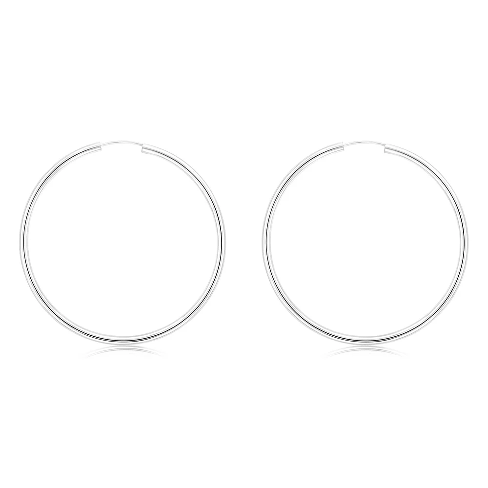 Sterling Silver Plain 40mm Sleeper Earrings – Shiels Jewellers