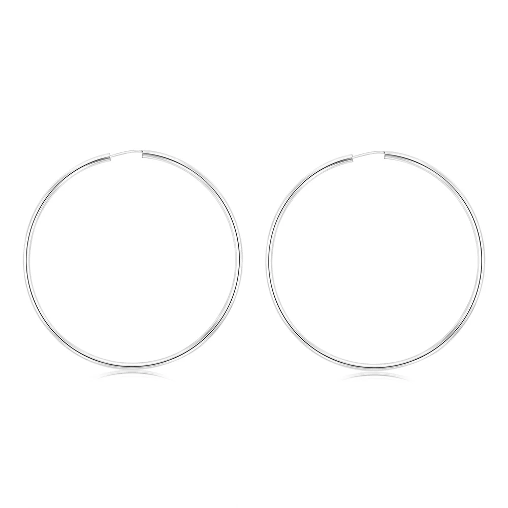 Sterling Silver Plain 50mm Sleeper Earrings – Shiels Jewellers