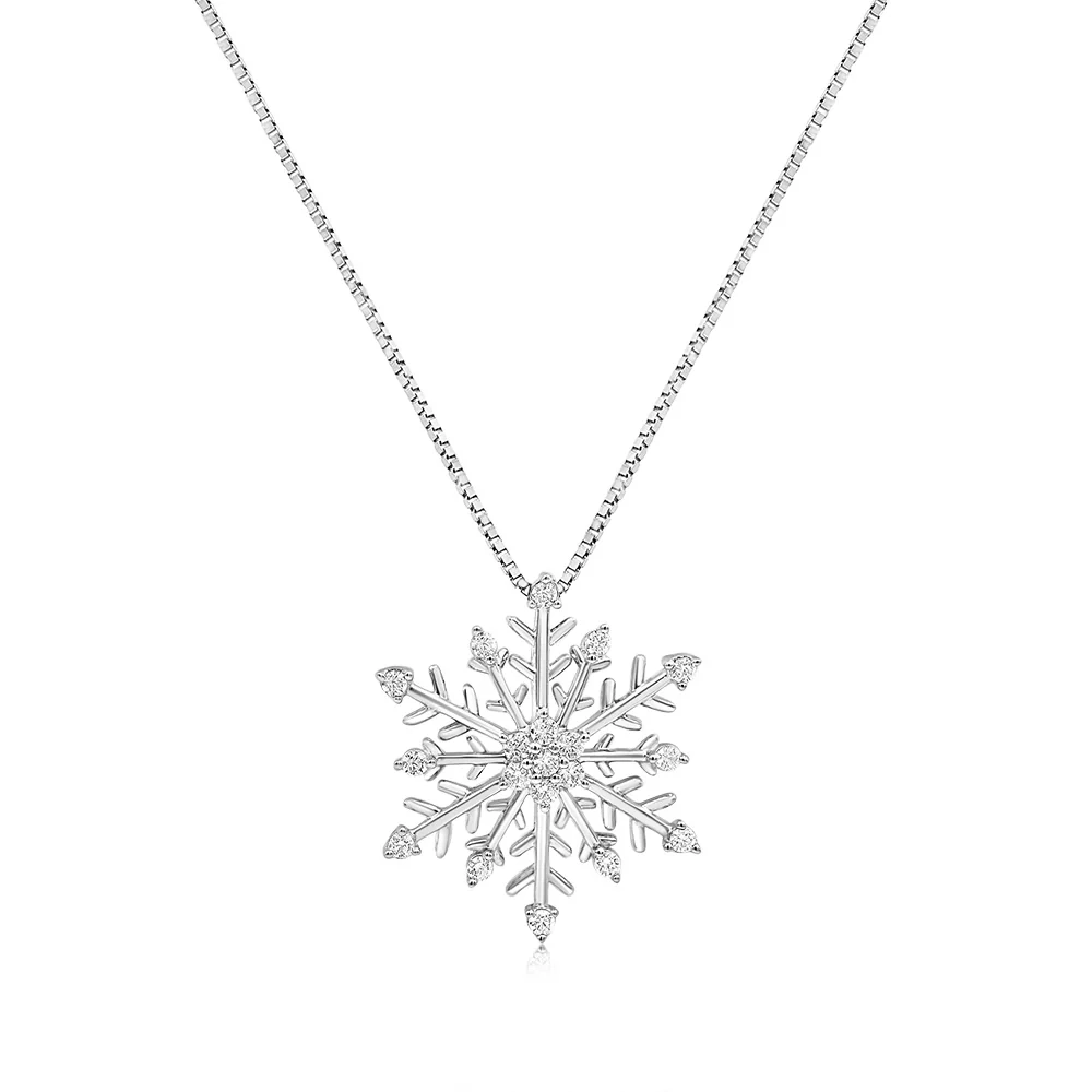 Sterling Silver Snow Flake Pendant in 1/5 Carat Natural Diamonds on 45 – Shiels Jewellers