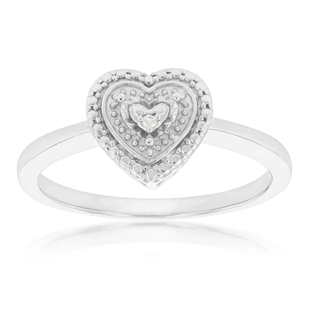 Sterling Silver With Diamond Heart Shape Ring – Shiels Jewellers