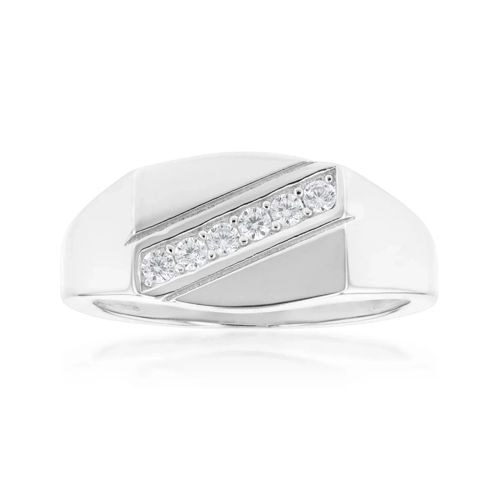 Sterling Silver Zirconia Mens Ring – Shiels Jewellers