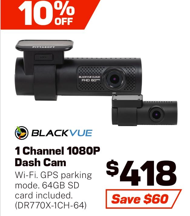 BlackVue Dash Cam 1080P Front Facing 64GB SD Card - DR770X-1CH-64