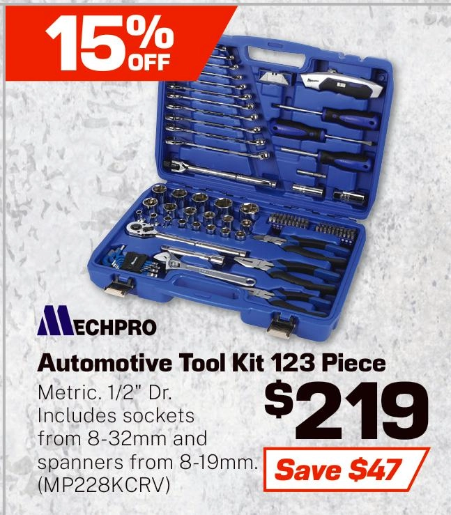 Mechpro 123 Piece Automotive Tool Kit - MP228KCRV