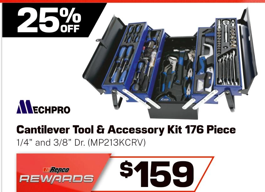 Mechpro 176 Piece Cantilever Tool Kit - MP213KCRV