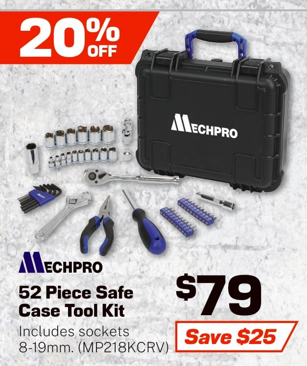 Mechpro 52 Piece Safe Case Tool Kit - MP218KCRV