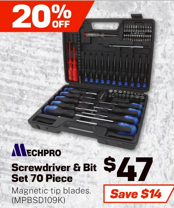 Mechpro 70 Piece Screwdriver Set - MPBSD109K