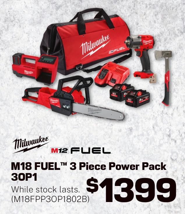 Milwaukee M18 FUEL 3 Piece Promo Pack 3OP1 - M18FPP3OP1802B