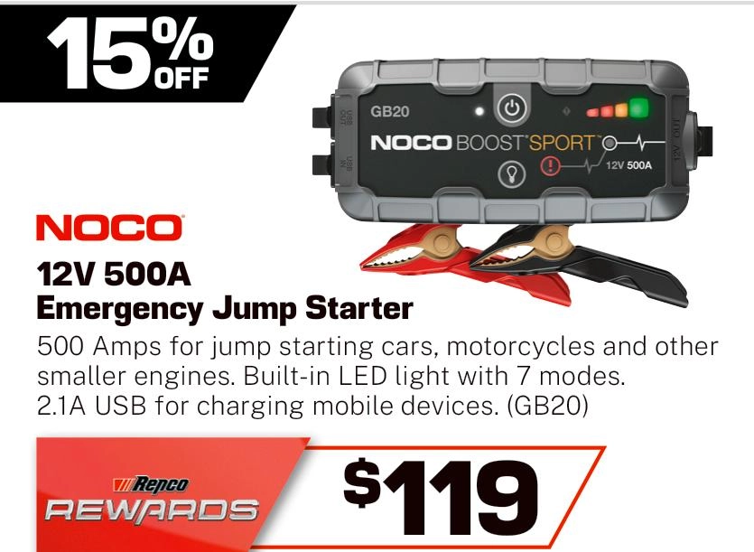 NOCO Boost 12V 500A Jump Starter - GB20