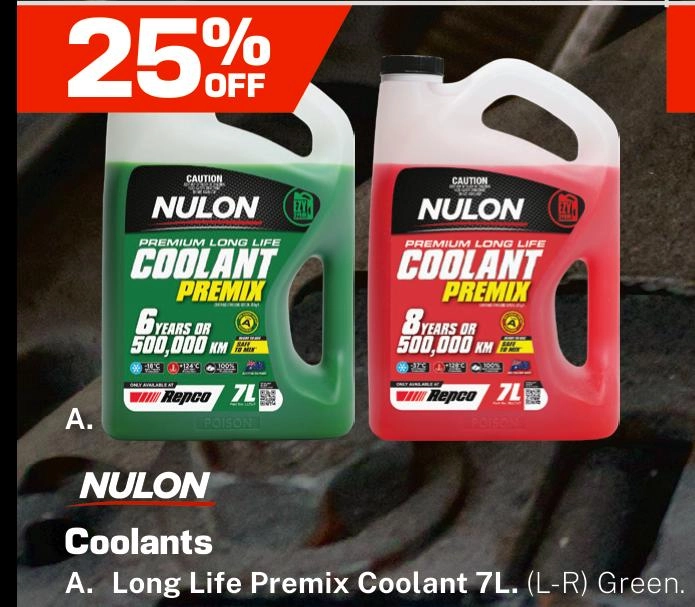 Nulon Long Life Red Coolant Premix 7L - RLLTU7