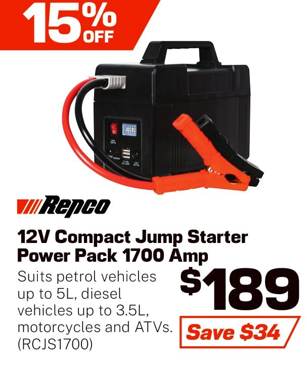 Repco 12V 1700A Sealed AGM Battery Jump Starter - RCJS1700