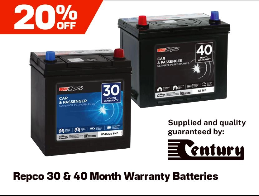 Repco 30 & 40 Month Warranty Batteries