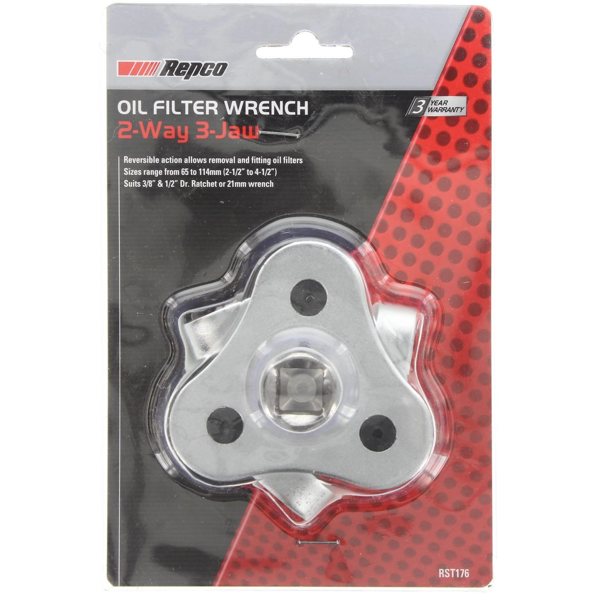 Repco Oil Filter Wrench 3 Jaw 2 Way - RST176