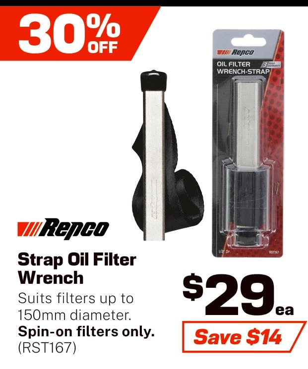 Repco Strap Oil Filter Wrench Spin On Filter Only - RST167