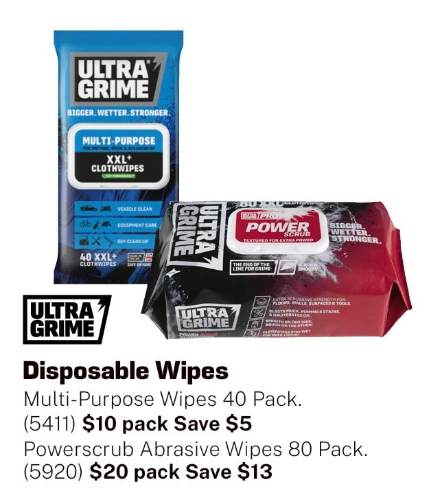 UltraGrime Powerscrub Abrasive wet wipe. 80 Pack - 5920