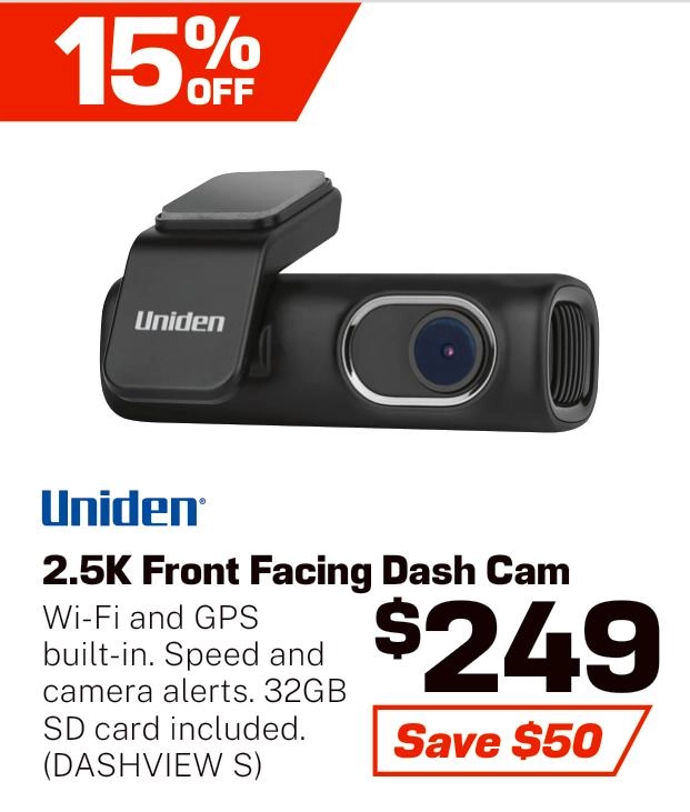 Uniden Dash Cam 2.5K Front Facing - DASHVIEW S